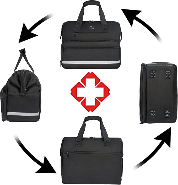 MATEIN Medical Bag, Large Water-Resistant First Aid Bags with Many Pocktets | Detachable Dividers, Nonslip Bottom, Clinical Home Health Bag, Doctor Bag Nurse Gifts, for Nursing & Home Visits, Health Care