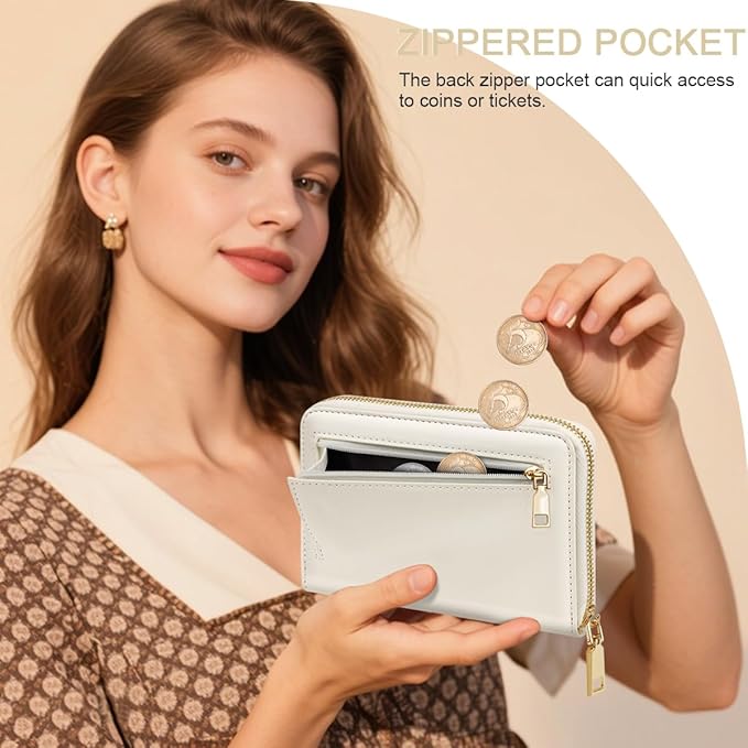 Passport Holder for Travel Personalized Wallet with Wristlet Women | All-in-One Passport Cover, RFID Blocking, Back Coin Pocket, Paper Money Slot, Zipper Closure, Roses Initial Letter, White G
