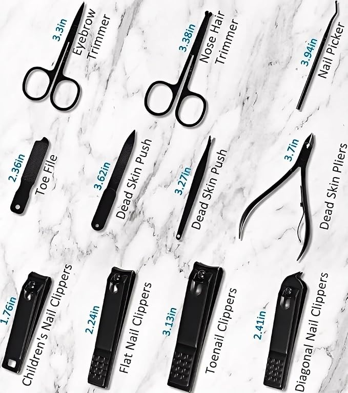 MINKINH Manicure Set Professional Nail Clipper Kit-26 Pieces, Brown | Stainless Steel Manicure Kit, Nail Care Tools with Travel Case for Men & Women, Hand & Foot Care, Gift for Family & Friends