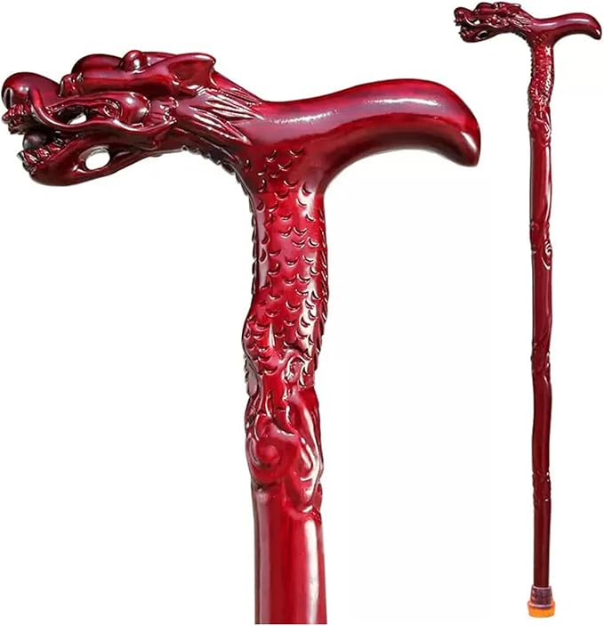 Dragon Canes for Men, Handmade Wooden Walking Canes for Men Women,Heavy Duty Up to 500 Pounds,Exquisite Natural Wood Carved Walking Ergonomic Stick