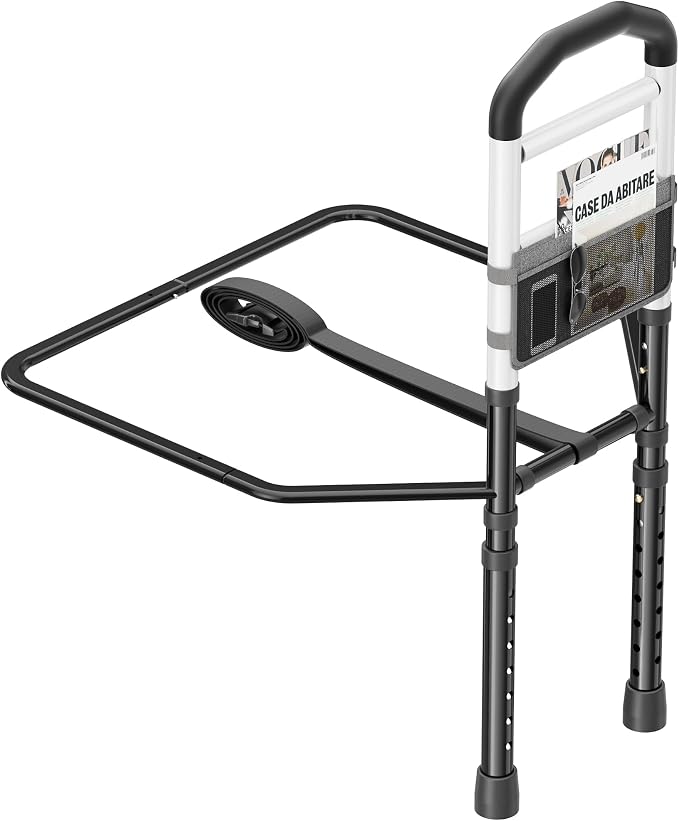 HOMLAND Bed Rails for Elderly Adults Safety, Stability with Wider Base | SGS Tested & ASTM Compliant, Adjustable, 350lb Support, Tool-Free, Fits Twin to King, Alloy Steel Material, Black