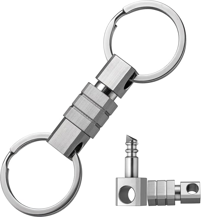 TISUR Titanium Quick Release Keychain,Detachable Pull Apart Key Chain Rings