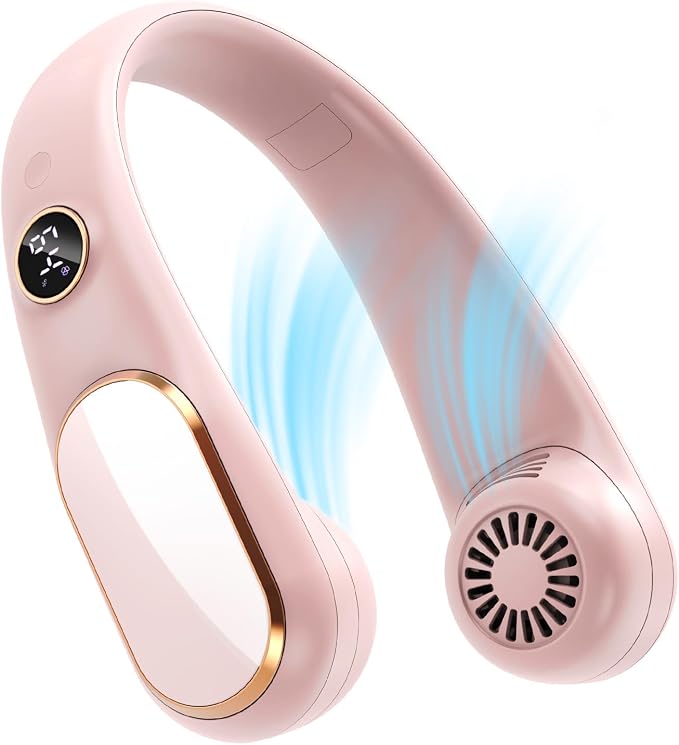 Koonie Neck Fan Rechargeable 5 Speeds, Portable Personal Fan, Hands Free Bladeless Fan, Battery Operated Wearable Fan Adjustable, Screen Design, 4-12 Hours, Cooling Fan For Travel, Outdoor, Indoor