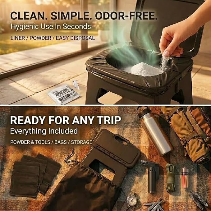 Camping Portable Toilet for Travel Adults Collapsible Foldable Potties with Lid Liner Outdoor Travel Toilet Boat Emergency Must Have Personal Care Products for Adult Kid Dry Multifunctional