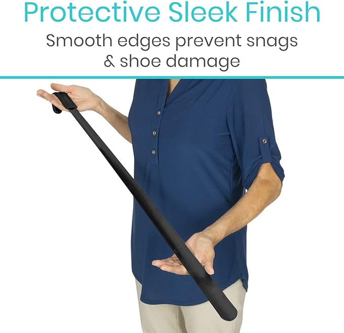 Vive Extra Long Handled Shoe Horn (31.5 Inches)- Metal Shoehorn for Men and Women- Large Standing Reach Assist for Seniors