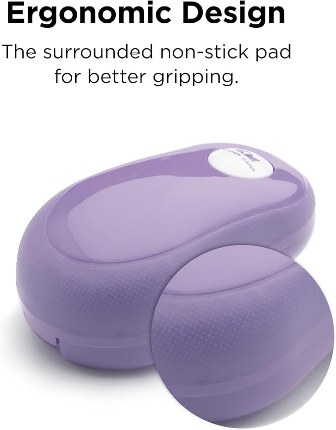 Kitchen Mama One Touch Electric Can Opener, Purple | Opens with One Button Press, Auto-Stop, Smooth Edge, Cordless, Battery Operated