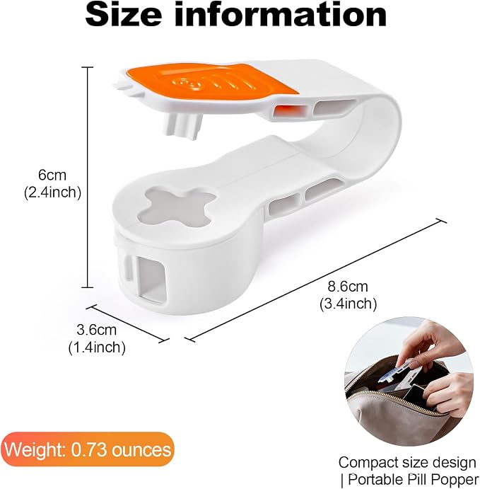 Pill Card Popper Portable Pill Popper Tool Pill Taker Remover Pill Splitter Pill Puncher Tool for Blister Packs Automatic Pill Dispenser A Tool for Assisting in the Removal of Pills(Blue and Orange)