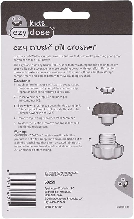 EZY DOSE Crush Pill, Vitamins, Tablets Crusher and Grinder with Storage Compartment, Pets, Elderly, Effortlessly Crushes Medications into Fine Powder, Durable, Easy-to-Use, Green, Large, BPA Free