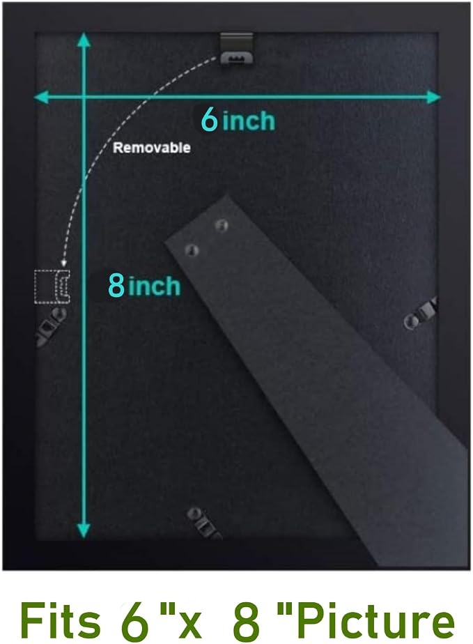 6x8 inch Picture Frame Made of 100% Solid Wood and High Definition PlexiGlass Display Pictures for Table Top Display and Wall Mounting Photo Frame Black
