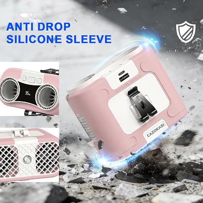 CAZOKASI 2026 Upgrade 20000mAh Waist Clip Fan Wearable Fan Portable Personal Body Fan Powerful Upto 36H Cooling and Heatstroke Prevention Fan
