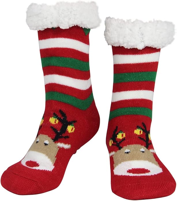 Slipper Socks for Women with Gripper - Winter Non Slip Thick Fuzzy Socks - Warm Cozy Christmas Gift