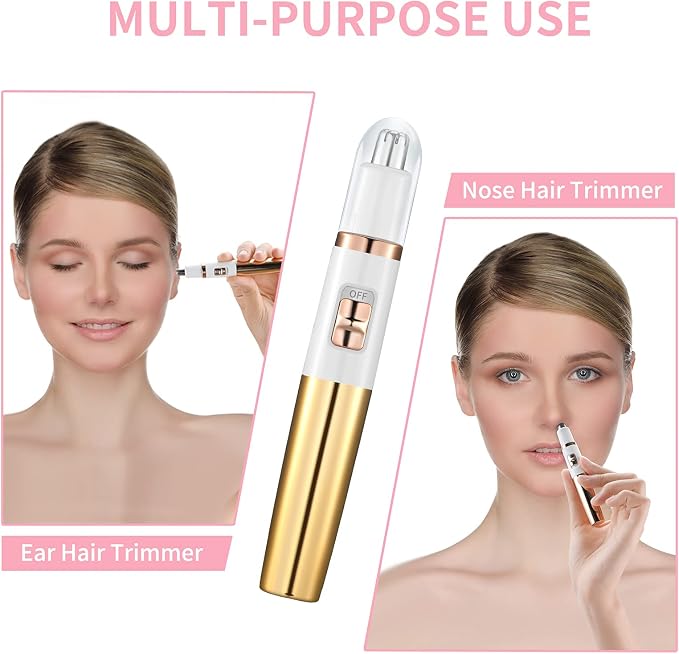 AREYZIN Nose Trimmer for Women Ladies Painless Facial Trimmer for Women,Eyebrow Facial Ear Hair Razors Nose Hair Clipper Professional, Waterproof, Gold