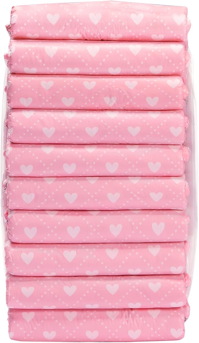 Littleforbig Printed Adult Brief Diapers 10 Pieces - Blushing Baby Pink(L)