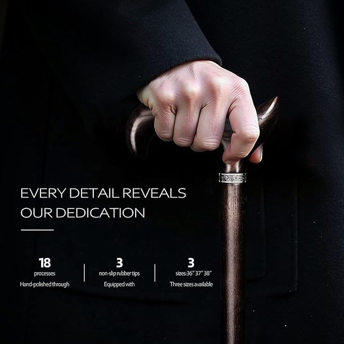 Walking Cane, Available in Multiple Inches Wooden Cane Support up to 500 Lbs, Suitable for Fancy Wooden Walking Cane for Men and Women with Extreme Demands