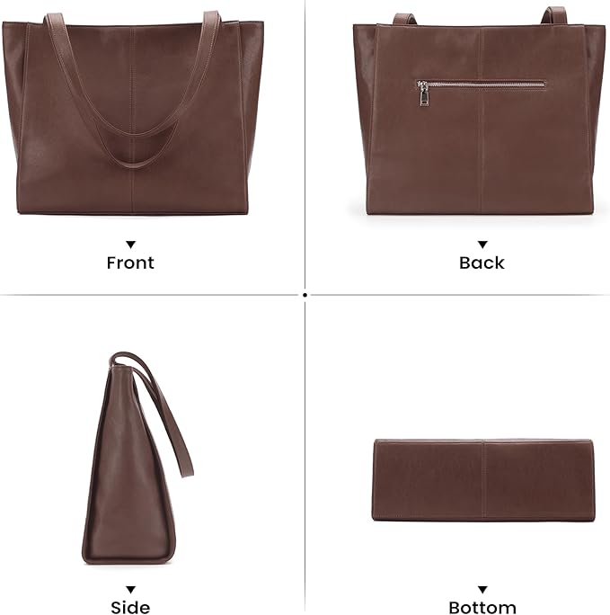 befen Genuine Leather Tote Bag for Women Work, Women's Leather Shoulder Bags Purses Satchel Handbags with Laptop Compartment