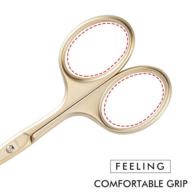 LIVINGO Small Nose Hair Scissors Curved Blade Rounded Tip Gold | Stainless Steel Construction, Safe Blunt Tip, Precision Trimming for Eyebrow Cuticle Facial Hair Care