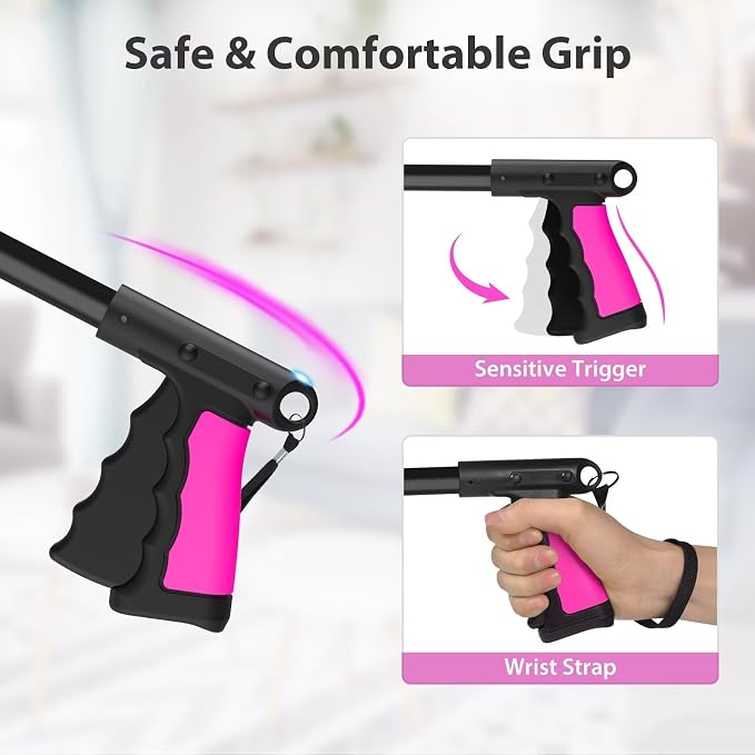 36" Grabber Reacher Tool, Foldable Reacher Grabber Pickup Tool with 360° Rotating Jaw & Two Magnets, Extra Long Trash Picker Upper Grabber, Lightweight Grabbers for Seniors, Pink | 360° Rotating Jaw, Magnetic Tip, Long Hand Grip Pickup Tool, Silicone N...