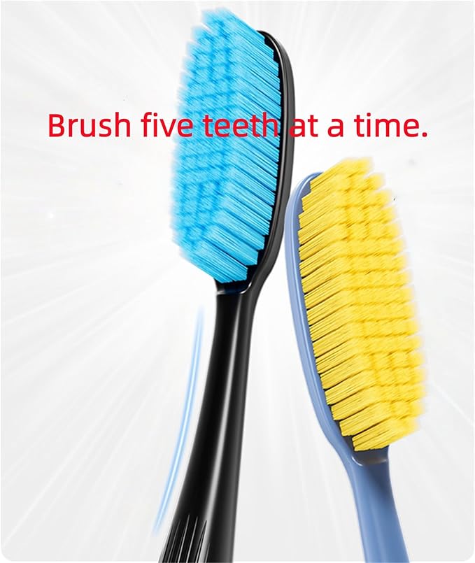 Extra Soft toothbrushes for Adults，Suitable for Sensitive Teeth and People with periodontal Disease,Big and Long Toothbrush Head.【Colors Vary, 4 Count】