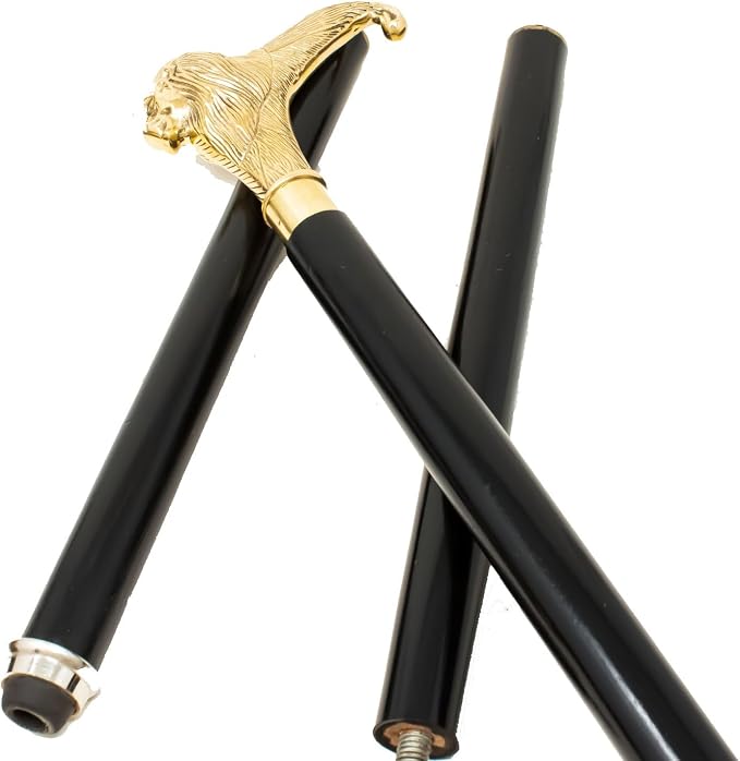 FYNJREX Walking Cane with Brass Handle - Lightweight Walking Stick - Canes for Men,Women and Seniors – Vintage Victorian Cane - Grandpa Gift