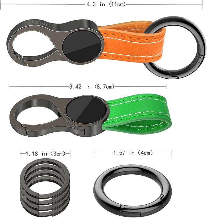 Idakekiy Key Chain with 4 Key Rings and Quick Release Carabiner Clip Leather Car Keychain for Men and Women