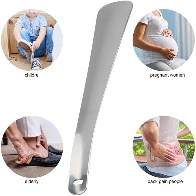 Shoehorn, Professional Stainless Steel Shoehorn Long Handle Shoe Horn for Seniors Elderly Pregnancy