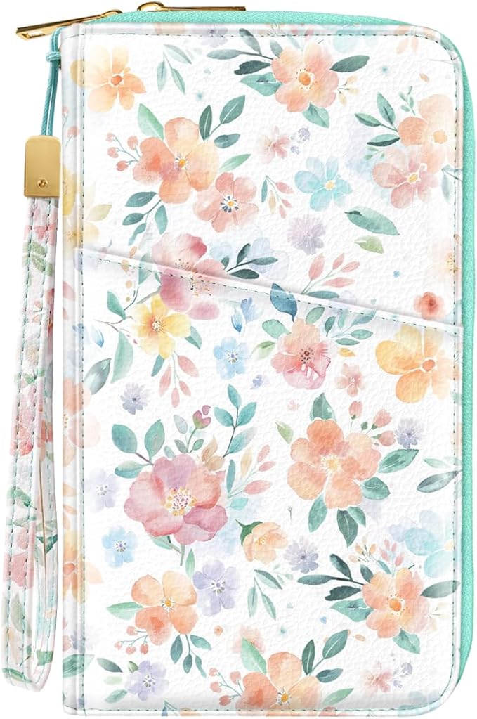 Family Passport Holder Wallet RFID Blocking Document Organizer | PU Leather Mulit-purpose Travel Wallet Credit Cards Case for Women Men,Watercoler Floral