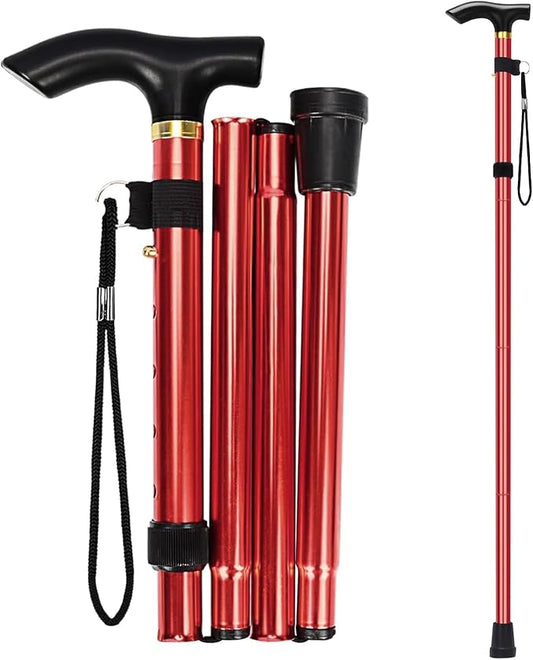 Walking Cane, Folding Cane for Man & Women, Portable Lightweight | 5-Level Adjustable Height, Collapsible Cane for Seniors Balancing Mobility Aid