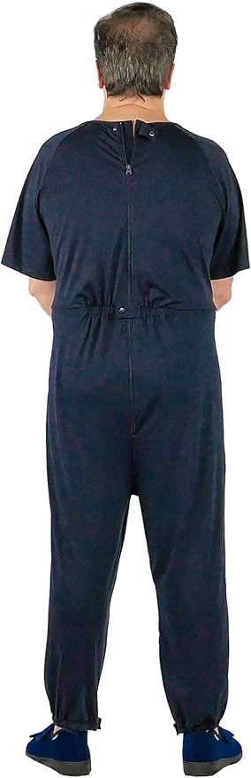 Ovidis Dementia Clothes - Alzheimers Anti-Strip Jumpsuit with Back-Zipper for Elderly Men - Bobby