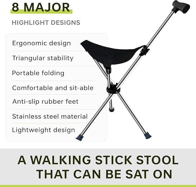 Lightweight Travel Stools for Adults. Cane with seat,Walking Stick,Foldable Chair,Hiking Stick,Camping,Hiking,Walking Cane Chair,Walking Stick with seat,Seatable Crutch Stool,Stick Chair