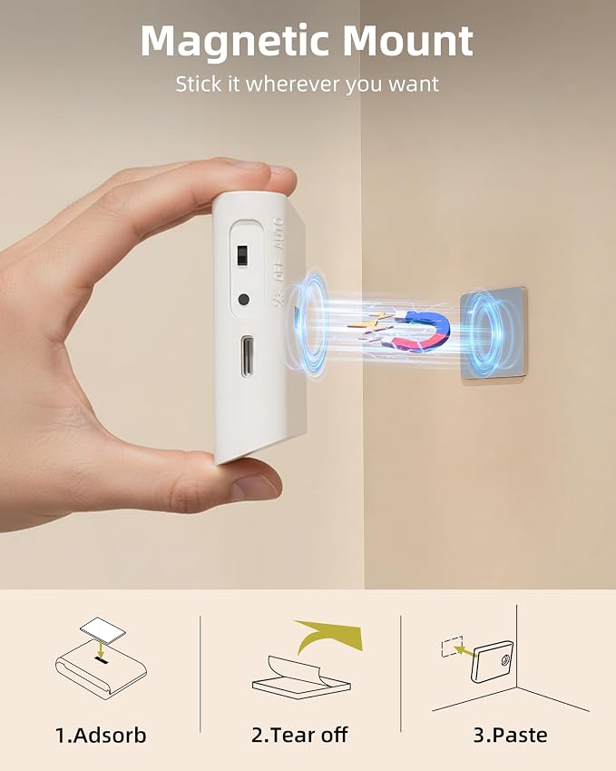EZVALO 3 Pack Motion Sensor Night Lights, Sync LED Stair Lights Indoor, 1500mAh Rechargeable, Magnetic & Dimmable, 3000K Soft White, Portable Nightlight for Hallway, Stairs, Bathroom, Bedroom
