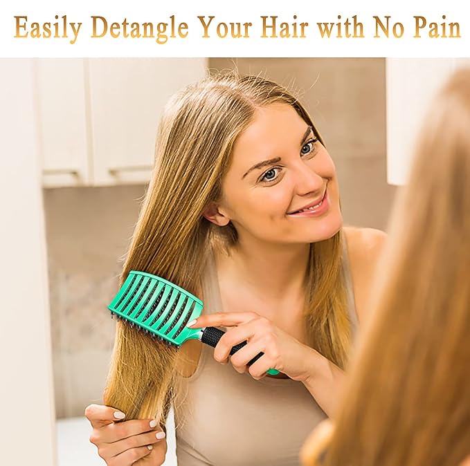 Detangling Brush for Women & Kids, Wet & Dry Hair, All Hair Types | Less pulling & breakage, Boar bristles tame frizz & add shine, Vents for faster blow-drying, Lightweight 4 oz, Non-slip grip