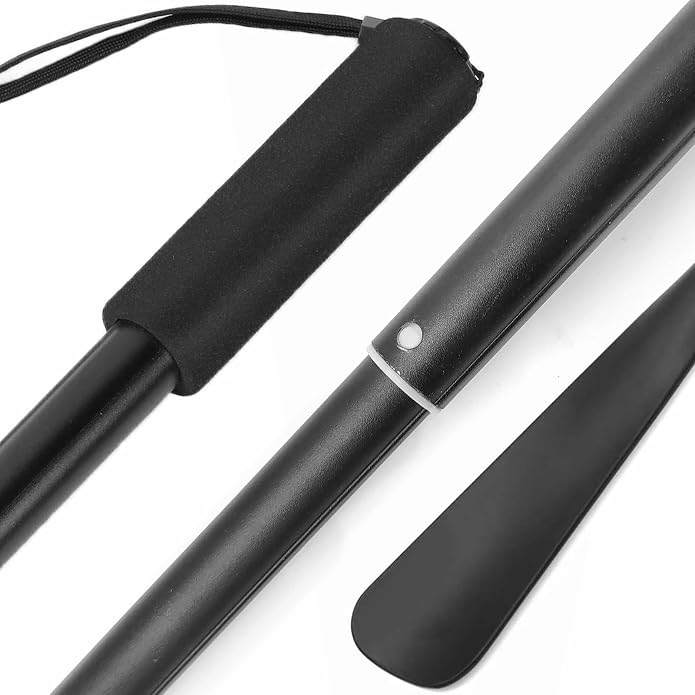 Shudyear Shoe Horn Handle Metal Retractable Shoehorn - Heavy Duty Extendable Shoe Horn with Locking Design, No Bending Shoe Helper for Seniors Elderly Men Women Boots