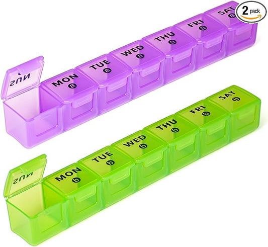 2-Pack Large Weekly Pill Organizer,Vitamin Pill Box Organizer 7 Day with Big Compartments, Am Pm Pill case for Travel,XL Medicine Organizer 14 Day for Fish Oils, Vitamin Holder Supplement