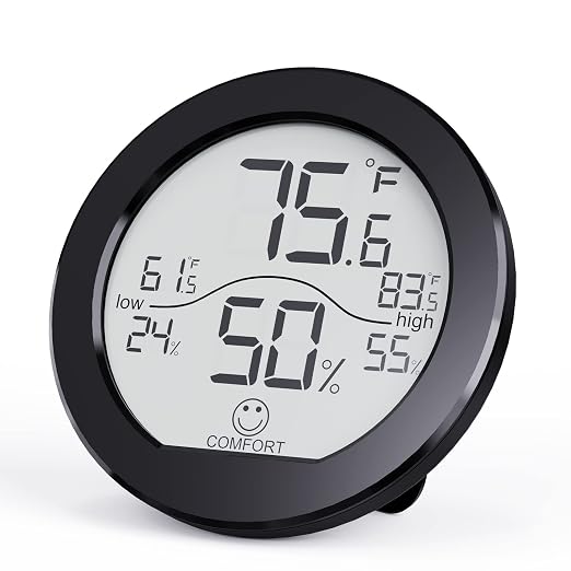 Indoor Digital Hygrometer Thermometer for Room Temperature Humidity Meter | SECRUI Thermometer Accuracy Calibration LCD Temperature Sensor with Maximum and Minimum Records,1 Pack
