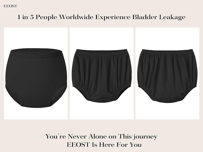 Adult Diaper Cover for Incontinence Noiseless Leak-Protection Underwear Plastic Pants Over Diapers Waterproof Rubber Pants (Black, S)
