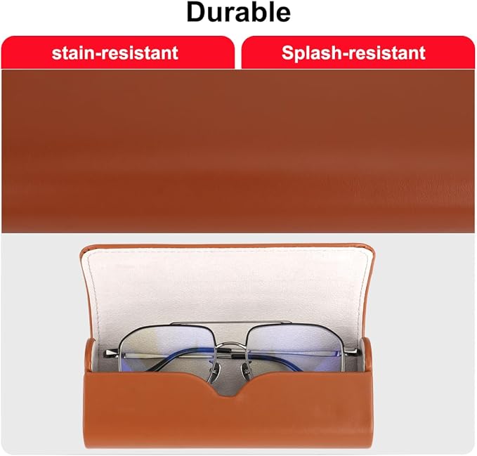 RayLove Hard Shell Glasses Case, Lightweight Leather Eyeglass Case, Travel-Friendly Sunglasses Protector for Men & Women