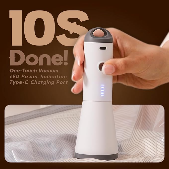 Rechargeable Pump Vacuum Bags for Travel Packing,15 Packs Large Size Vacuum Seal Bags for Luggage and Suitcase Compression, Space Saver for Bedding and Clothing Organization