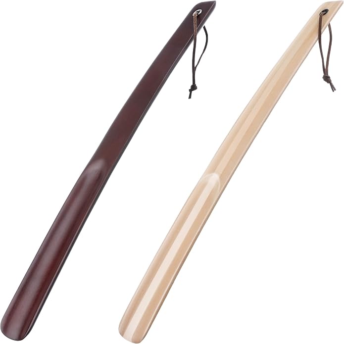 Shoe Horn Long Handle Super Strong Plastic/Genuine Wood with Lanyard,Shoehorn Fit for Men,Women,Seniors,Kids