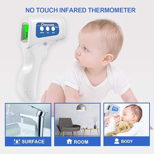 Berrcom Non-Contact Infrared Forehead Thermometer Digital Thermometer 3 in 1 for Baby and Adult Non-Touch Baby Thermometer with Fever Warning