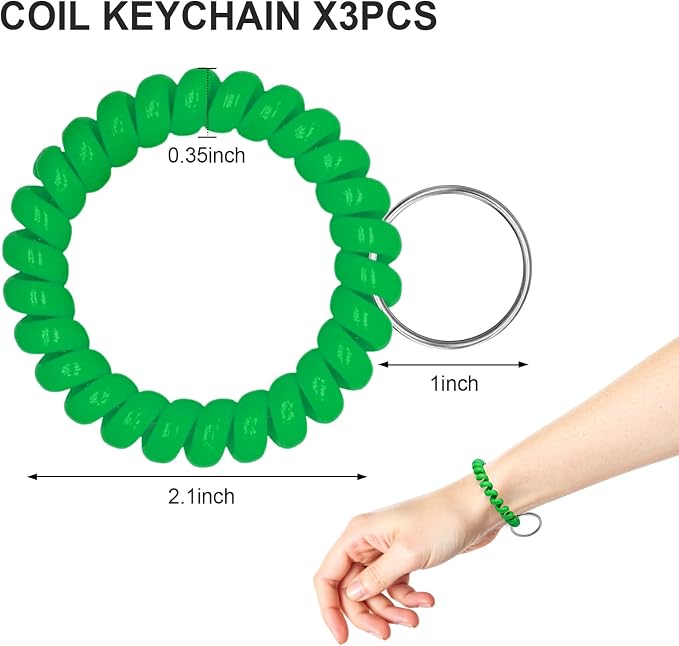 Spiral Coil Keychain, Anti-lost Key Chain Holder Lanyard Cord for Sauna Outdoor Sports and Gym Pool
