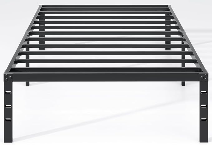 NEW JETO Metal Bed Frame,Twin Size Bed Frame with Storage Space,12 Inch | Heavy Duty Sturdy Mattress Foundation,Easy Assembly,No Box Spring Needed, Black
