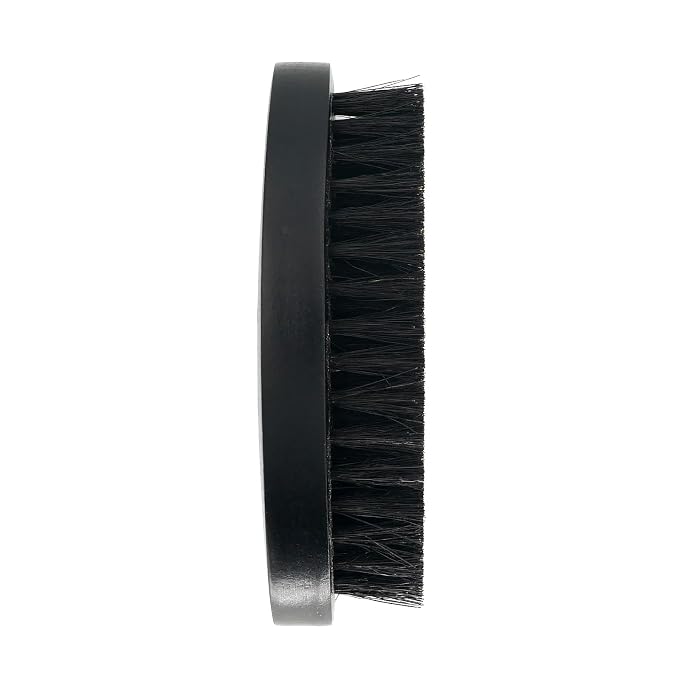 Black Soft Boar Bristle Beard Brush for Men | Soft & Smoothing Boar Bristles, Skull Print, Small Pocket Travel Size