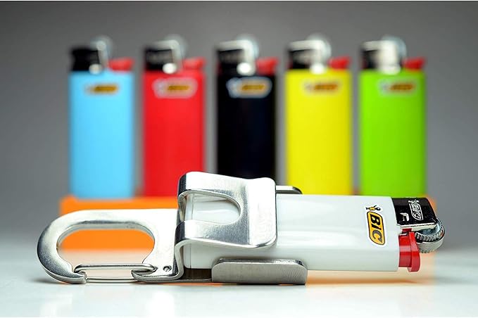 Screwpop Bic Standard Full-Size Lighter Holder Keychain Multi Tool with Carabiner Clip and Bottle Opener Stainless Steel Construction (Lighter Not Included)