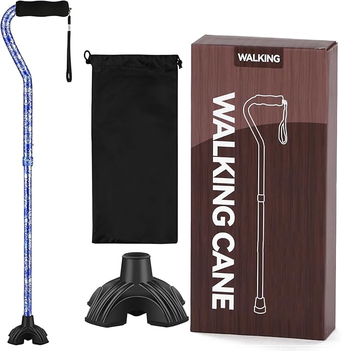 Floral Canes for Women Folding Cane for Stability with Non-Slip Base, Adjustable Walking Cane for Seniors - Lightweight Collapsible Walking Sticks with T & Offset Handle