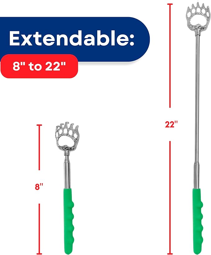 RMS 5 Pack Telescoping Back Scratcher - Extendable Telescope Back Scratchers - Bear Claw Metal Telescopic Backscratcher Eliminating Back Itching in Black, Blue, Green, Purple, Red Color