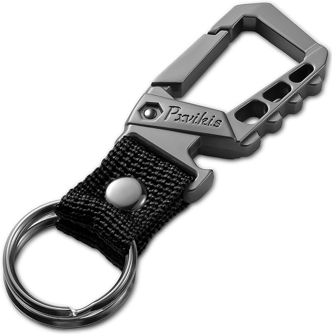 Metal heavy duty key chain carabiner clip bottle opener wrist lanyard ring car key fob unisex for men and women