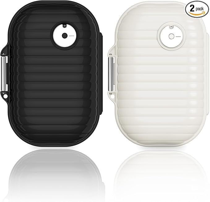 Personal Pill Organizer 2PACK- Medicine Pill Case with Medicine Tracker, Waterproof Pill Box, 7 Compartments, Foldable Design (Black & White)