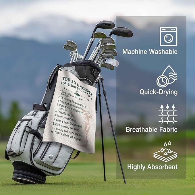 Funny Golf Towel with Clip,Golf Bags Accessories for Women,Retro Golf Humor Golf Gifts for Mom Grandma Men , 16x24inch Waffle Weave Microfiber Golf Towels,Birthday Christmas Retirement Golfer Gifts