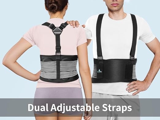 AllyFlex Sports® Back Brace Lower Back Pain Relief - Back Brace for Women and Men Under Clothes Lower Lumbar Support to Improve Posture - L