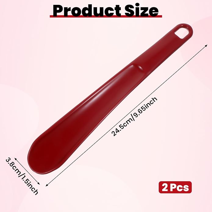 Ymapinc 2-Pack Long Handle Plastic Shoe Horn, Shoehorns for Traveling, Shoe Stick Helpers to Put on Your Ski Boot